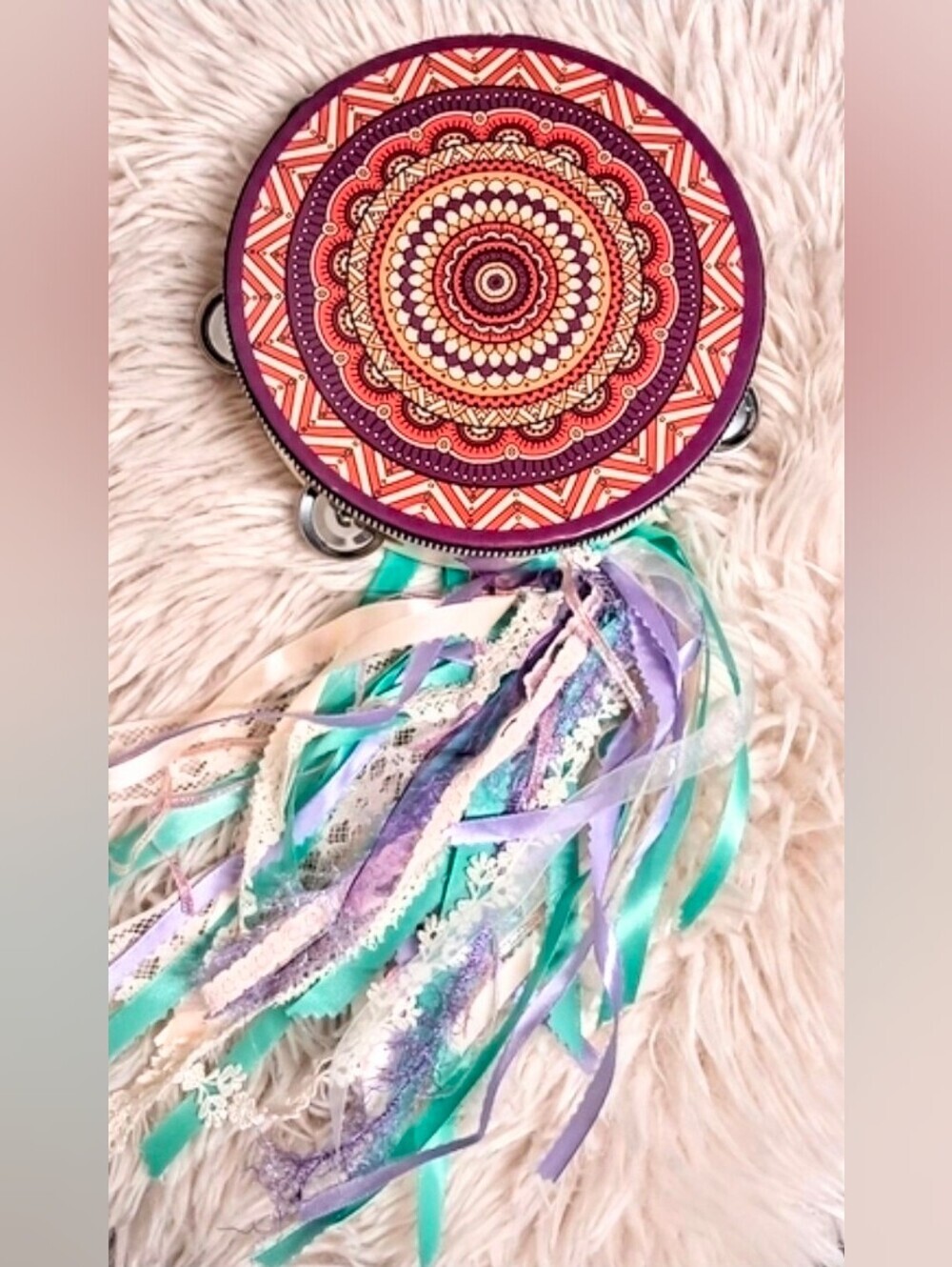 Hand Decorated 8" Festival Tambourine
